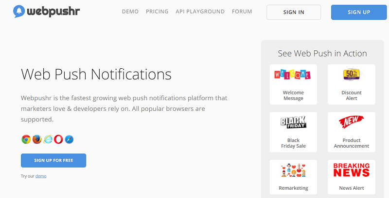 Webpushr Web push notifications