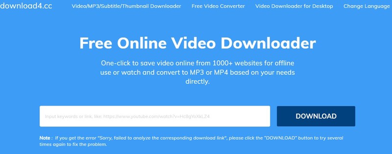Download4.cc Youtube to WAV converter tool