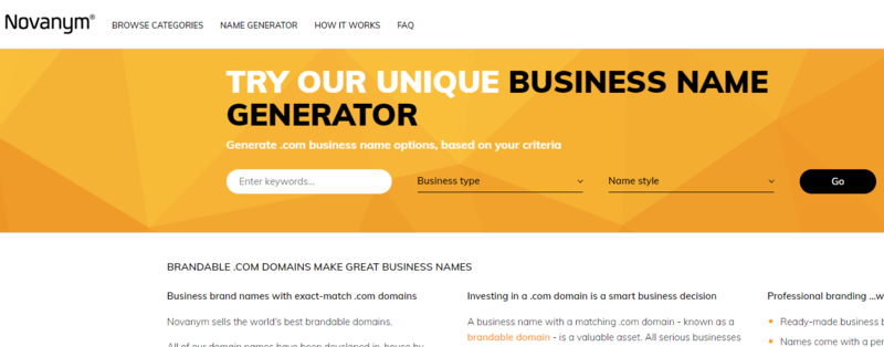 Novanym - Unique Business Name Generator