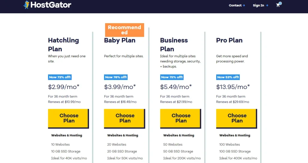 HostGator Hosting Plans