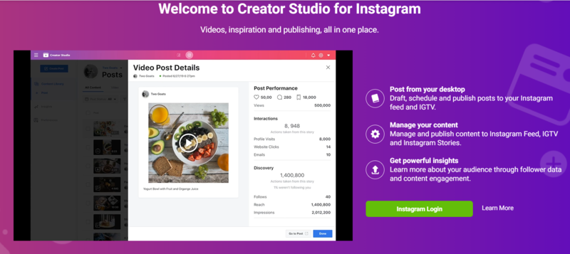 Creator Studio for instagram