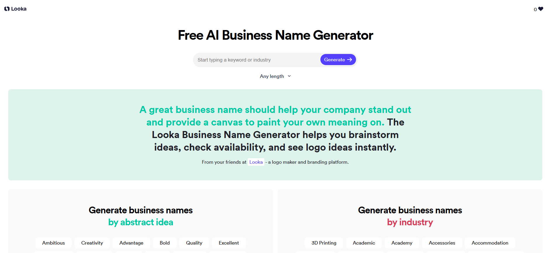 Looka - Business Name Generators