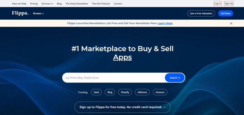 Flippa Marketplace to buy and sell apps