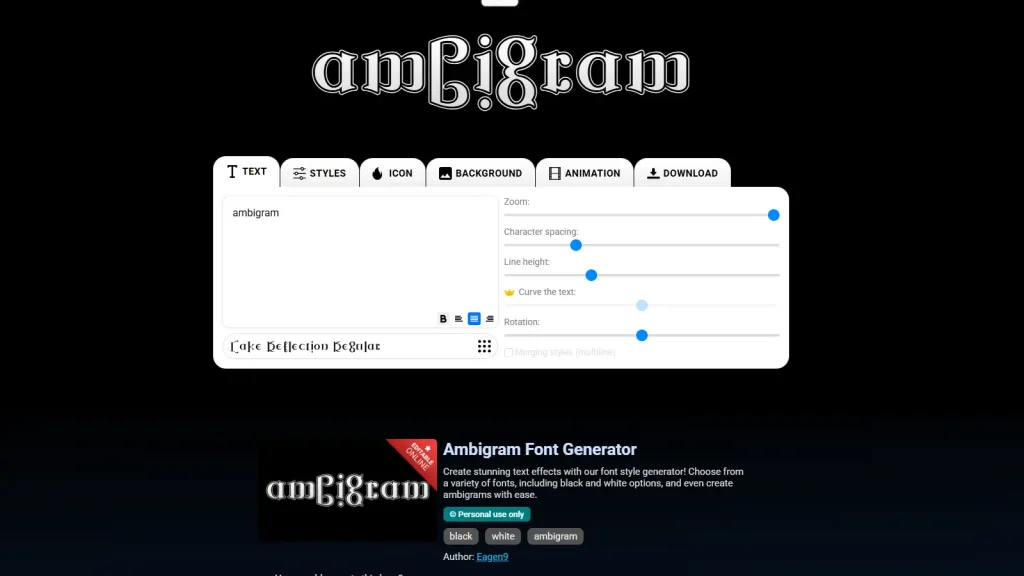 TextStudio Ambigram Font Generator