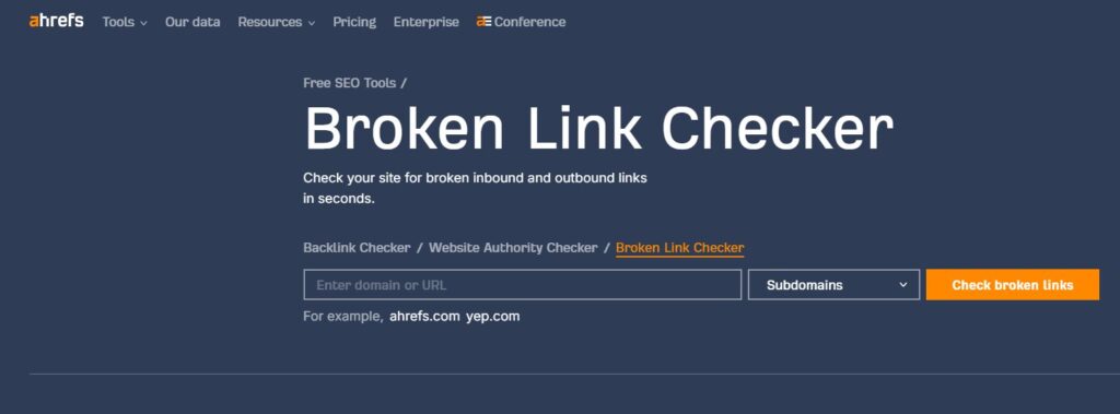 Ahrefs Broken Link Checker